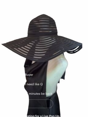 NWOT Black Wide Brim Cutout Floppy Sun Hat | Beach Resort Vacation OS